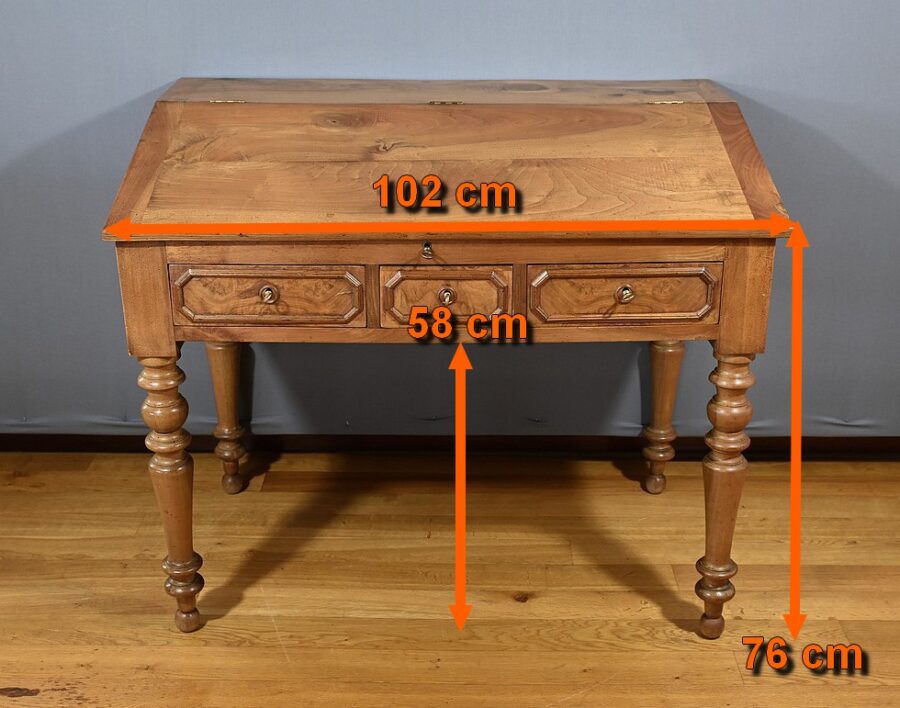 Bureau de Pente en Noyer massif, style Louis-Philippe - 2ème partie XIXe – Image 17