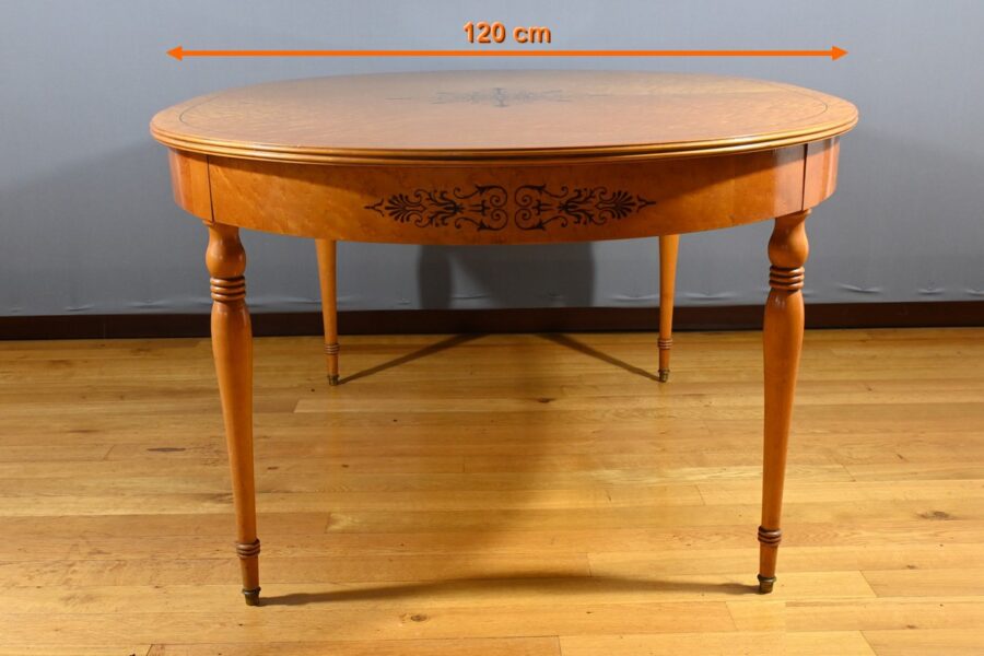 Table Ovale à Allonges en Érable Moucheté, style Charles X – Milieu XXe – Image 29