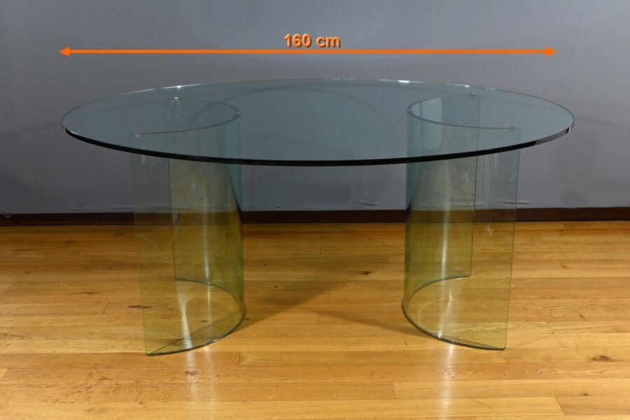 Table Ovale en Verre, attribuée à la maison Fiam, Italie – 1980 – Image 16