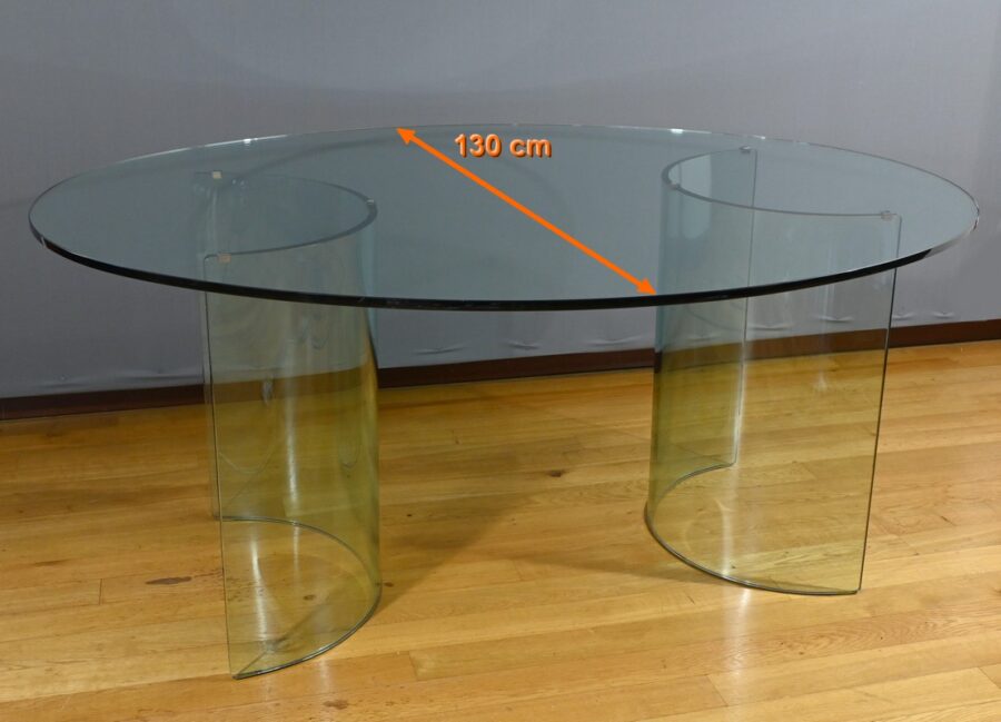 Table Ovale en Verre, attribuée à la maison Fiam, Italie – 1980 – Image 17