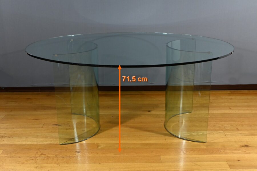 Table Ovale en Verre, attribuée à la maison Fiam, Italie – 1980 – Image 18