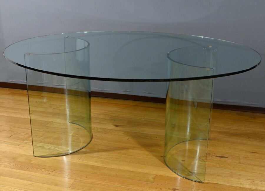 Table Ovale en Verre, attribuée à la maison Fiam, Italie – 1980 – Image 3