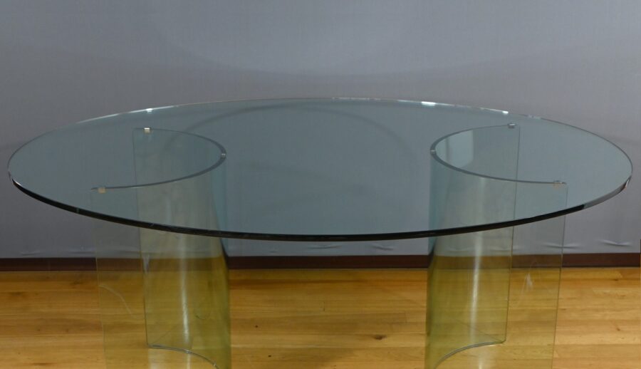 Table Ovale en Verre, attribuée à la maison Fiam, Italie – 1980 – Image 4