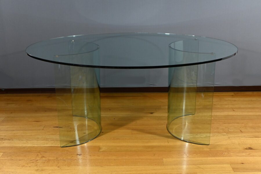 Table Ovale en Verre, attribuée à la maison Fiam, Italie – 1980 – Image 5